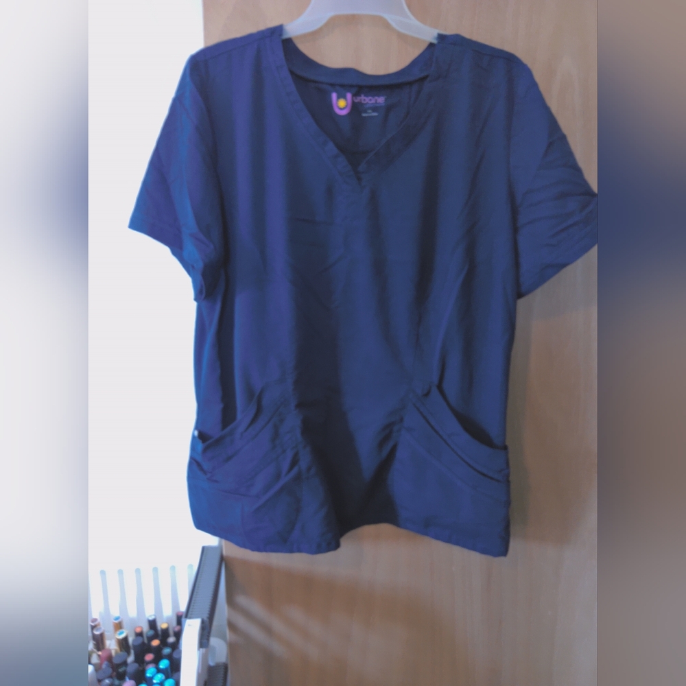 Urbane Navy Blue Scrub Top